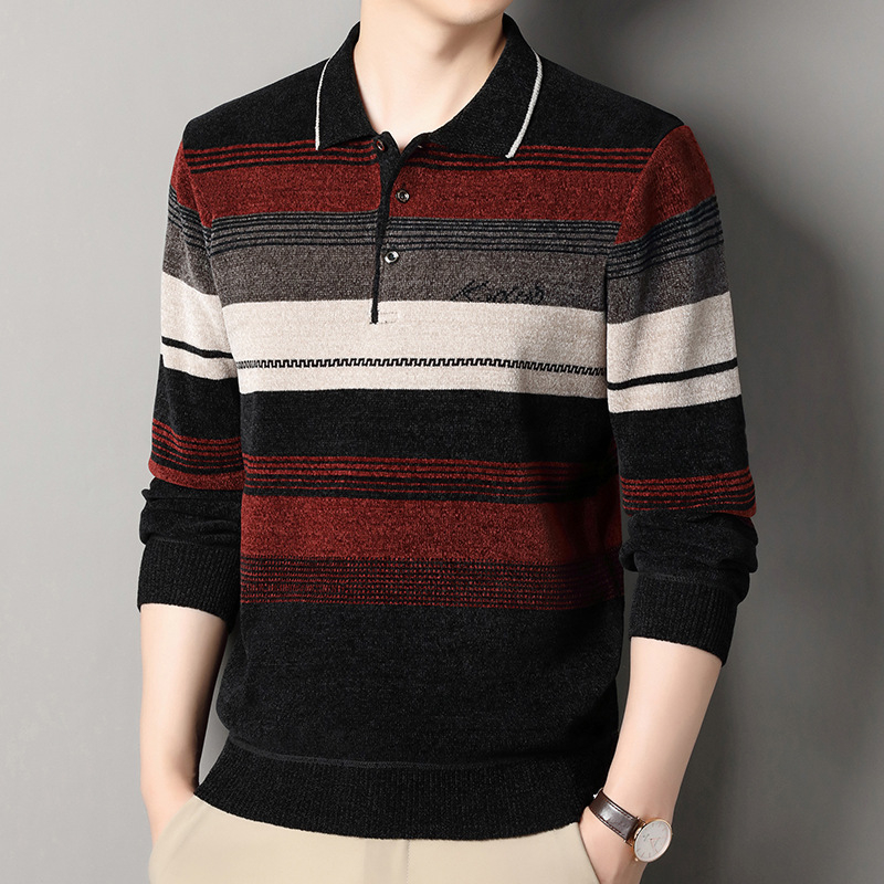 Nagykereskedelmi forgalmazású hajtókás kötöttáru férfi bársony vastagított egyrészes bársony pulóver őszi és téli üzleti meleg gyapjú kötöttáru