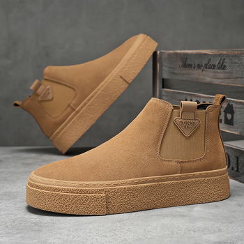 Μπότες Chelsea Ανδρικές Φθινόπωρο/Χειμώνας 2024 Μπότες Martin με επένδυση fleece, All-match Retro Slip-on Ψηλές Μπότες, Κοντές Μπότες με Χοντρό Πάτο για Άνδρες