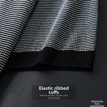 Tehan zīmola vīriešu augstas klases krekls vasarai, jauns svītrains atloks, biznesa ikdienas trikotāža, īsroku tops Mei Qu