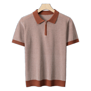 Tehan zīmola vīriešu augstas klases krekls vasarai, jauns svītrains atloks, biznesa ikdienas trikotāža, īsroku tops Mei Qu