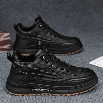 Pantofi de iarnă pentru bărbați, impermeabili, antiderapanți, din piele, casual, pentru bucătărie, negri, Xuheng, 6 sezoane