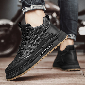 Ανδρικά Παπούτσια για τη Δουλειά το Χειμώνα Αδιάβροχα Αντιολισθητικά Πεντάλ Ανδρικά Δερμάτινα Παπούτσια Κουζίνας Ειδικά Μαύρα Xuheng 6 Εποχές