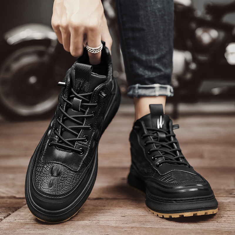 Pantofi de iarnă pentru bărbați, impermeabili, antiderapanți, din piele, casual, pentru bucătărie, negri, Xuheng, 6 sezoane