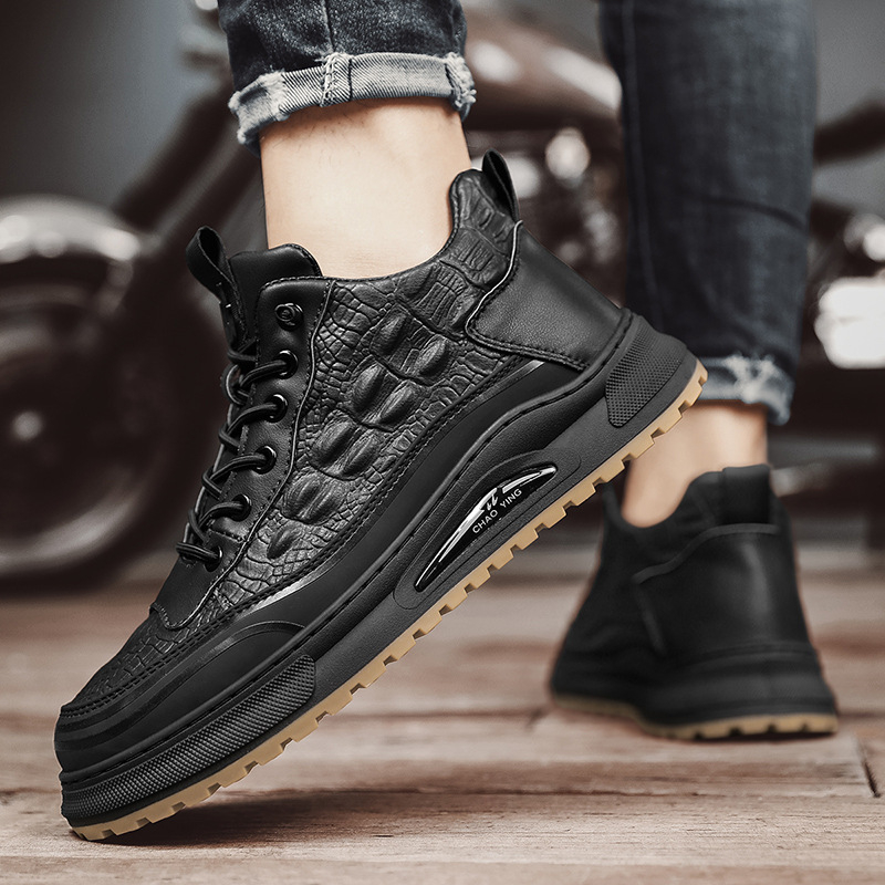 Pantofi de iarnă pentru bărbați, impermeabili, antiderapanți, din piele, casual, pentru bucătărie, negri, Xuheng, 6 sezoane