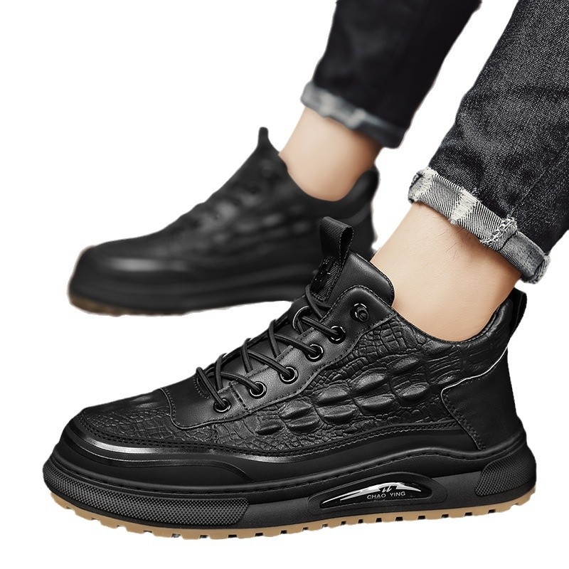 Pantofi de iarnă pentru bărbați, impermeabili, antiderapanți, din piele, casual, pentru bucătărie, negri, Xuheng, 6 sezoane