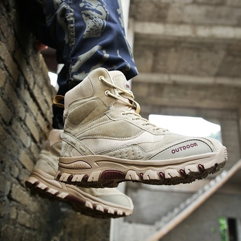 Új vastag talpú férfi szabadtéri casual cipő, magas szárú szabadtéri edzőcipő, túracipő, divatos sportcipő