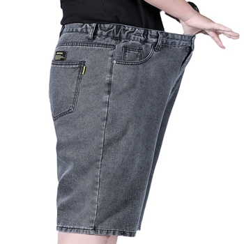 Мъжки дънкови шорти plus size, летни свободни, модерни панталони с пет точки, мъжки дебели панталони plus size с висока талия, дебели мъжки панталони със средна дължина