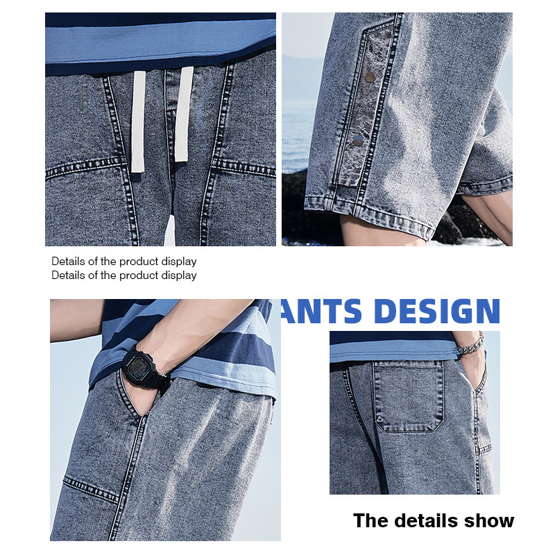 Pantaloni scurți de vară pentru bărbați, la modă, de brand, crop, pantaloni de mărime mare, plus grăsime mărită, sport casual, blugi pentru bărbați, comerț exterior