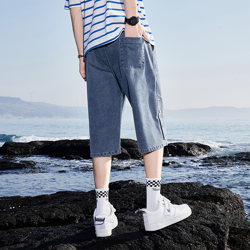 Pantaloni scurți de vară pentru bărbați, la modă, de brand, crop, pantaloni de mărime mare, plus grăsime mărită, sport casual, blugi pentru bărbați, comerț exterior