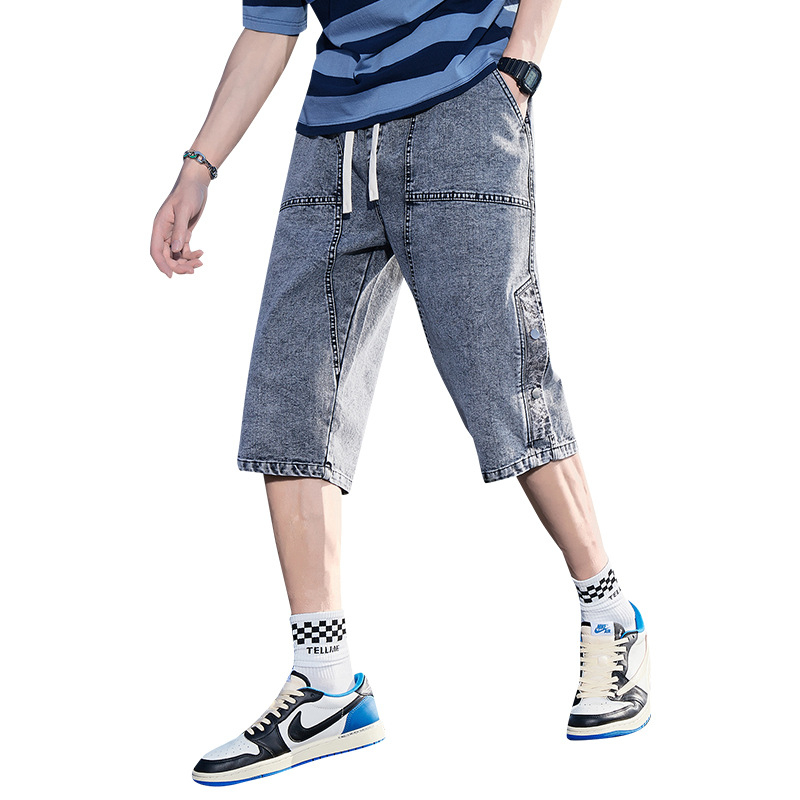 Pantaloni scurți de vară pentru bărbați, la modă, de brand, crop, pantaloni de mărime mare, plus grăsime mărită, sport casual, blugi pentru bărbați, comerț exterior