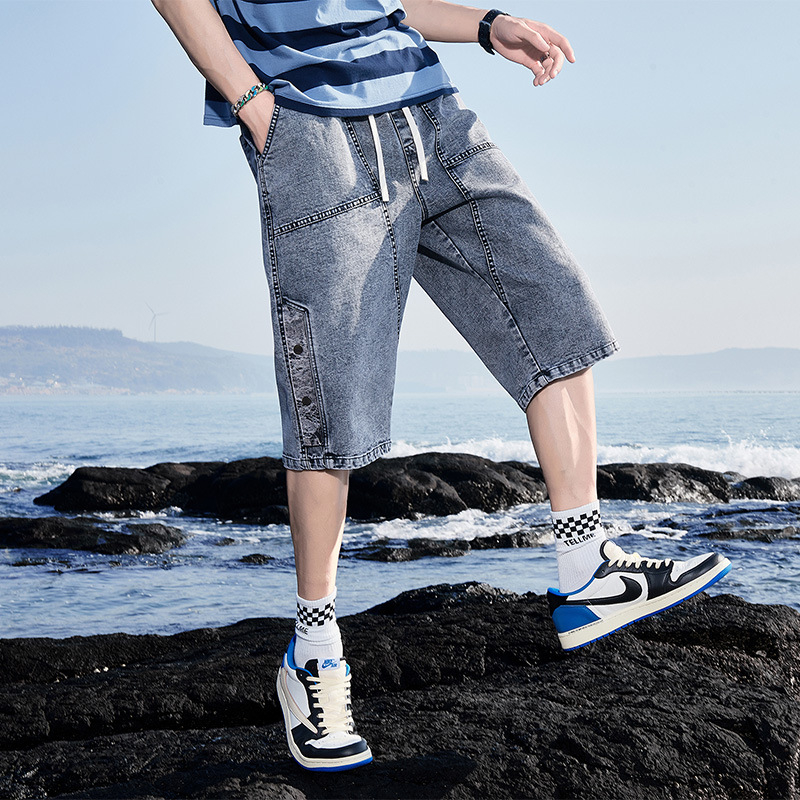 Pantaloni scurți de vară pentru bărbați, la modă, de brand, crop, pantaloni de mărime mare, plus grăsime mărită, sport casual, blugi pentru bărbați, comerț exterior