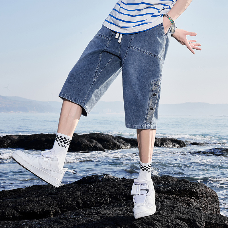 Pantaloni scurți de vară pentru bărbați, la modă, de brand, crop, pantaloni de mărime mare, plus grăsime mărită, sport casual, blugi pentru bărbați, comerț exterior