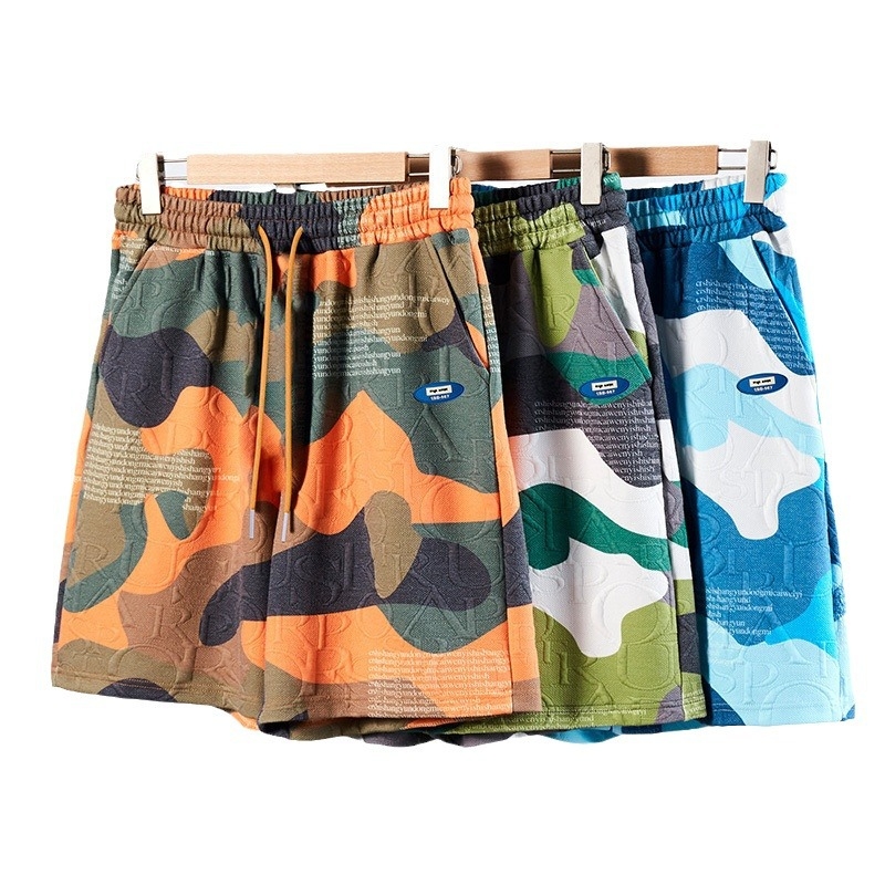 Camouflage Print Rövidnadrág Férfi Nyári Vékony Lélegző Személyre Szabott Strandnadrág Divat Trend Alkalmi Sport Ötpontos Nadrág