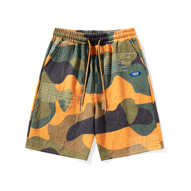 Camouflage Print Rövidnadrág Férfi Nyári Vékony Lélegző Személyre Szabott Strandnadrág Divat Trend Alkalmi Sport Ötpontos Nadrág