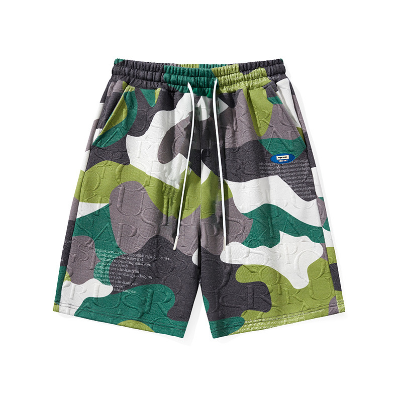 Camouflage Print Rövidnadrág Férfi Nyári Vékony Lélegző Személyre Szabott Strandnadrág Divat Trend Alkalmi Sport Ötpontos Nadrág