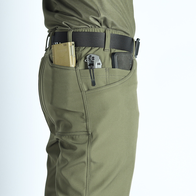 Ανδρικό παντελόνι τακτικής με μαλακή επένδυση και πολλαπλές τσέπες, με επένδυση από φλις για φθινόπωρο και χειμώνα, κατάλληλο για πεζοπορία, προπόνηση και ρούχα εργασίας