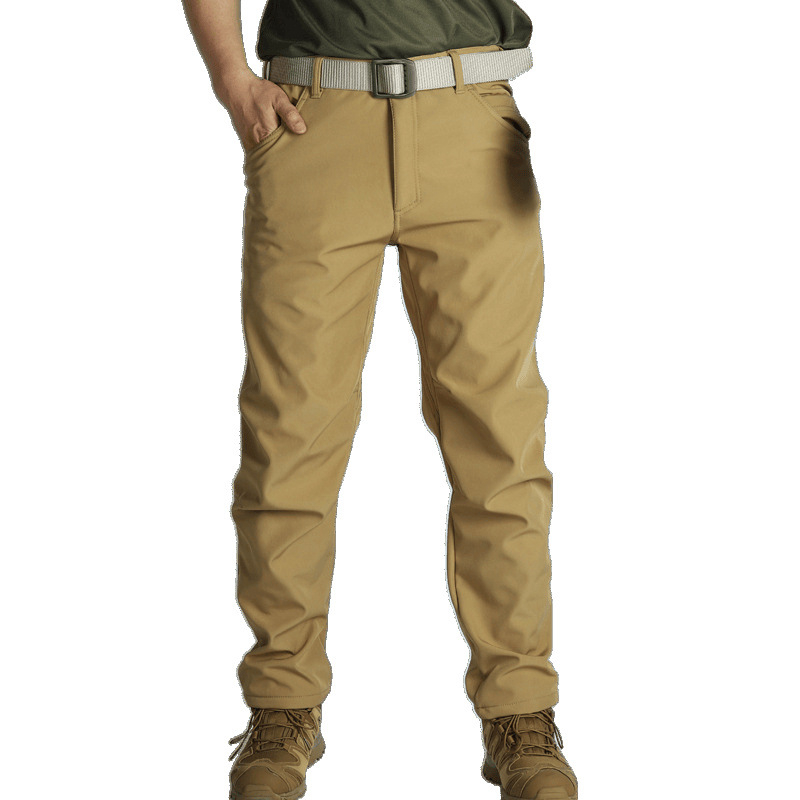 Ανδρικό παντελόνι τακτικής με μαλακή επένδυση και πολλαπλές τσέπες, με επένδυση από φλις για φθινόπωρο και χειμώνα, κατάλληλο για πεζοπορία, προπόνηση και ρούχα εργασίας