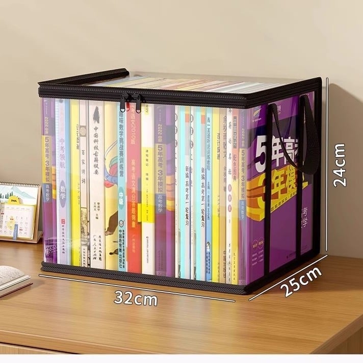 Διασυνοριακό βιβλίο μαθητή εξαιρετικά παχύ κουτί αποθήκευσης τάξης διαφανής τσάντα βιβλίων ανθεκτική στη σκόνη οικιακή παλιά τσάντα οργάνωσης βιβλίων