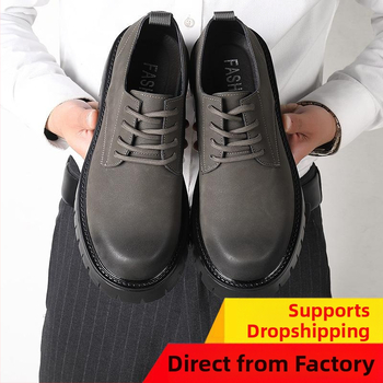 Ifjúsági trendi brit magasságnövelő alkalmi bőrcipő marhabőr férfi cipő vastag talpú, mindenhez illeszkedő, puha felületű retró divatos divatos cipő férfi cipő