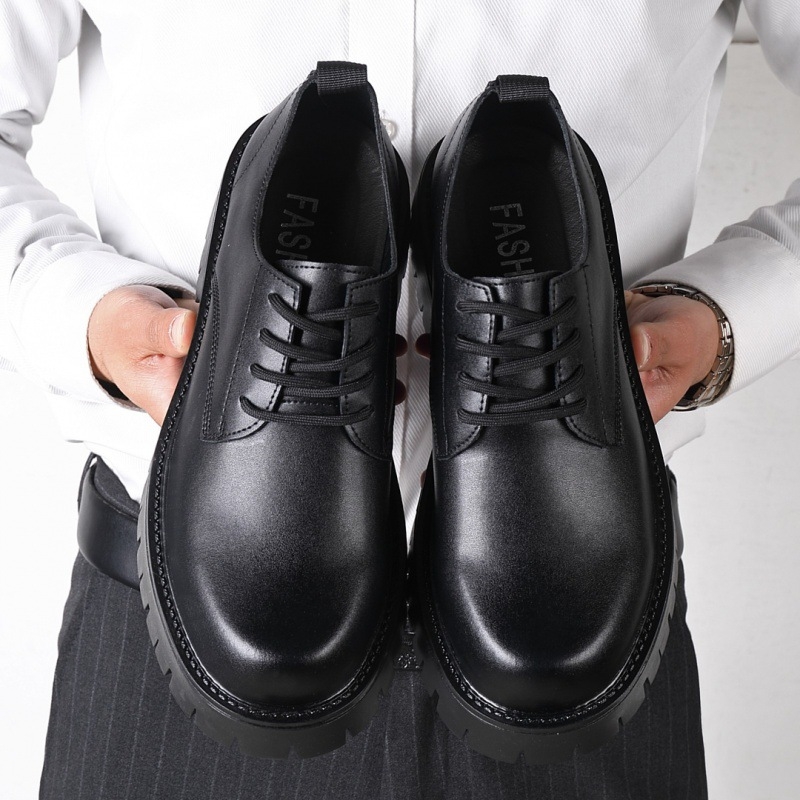 Ifjúsági trendi brit magasságnövelő alkalmi bőrcipő marhabőr férfi cipő vastag talpú, mindenhez illeszkedő, puha felületű retró divatos divatos cipő férfi cipő