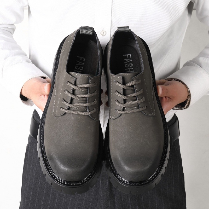 Ifjúsági trendi brit magasságnövelő alkalmi bőrcipő marhabőr férfi cipő vastag talpú, mindenhez illeszkedő, puha felületű retró divatos divatos cipő férfi cipő