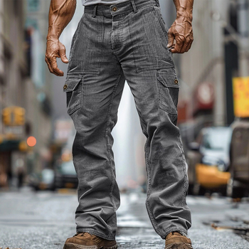 Férfi divatos utcai lámpa selyem tartós kopásálló hétköznapi laza szabású rugalmas derék több zsebes egyszínű kényelmes kültéri mindennapi munkaruha nadrág