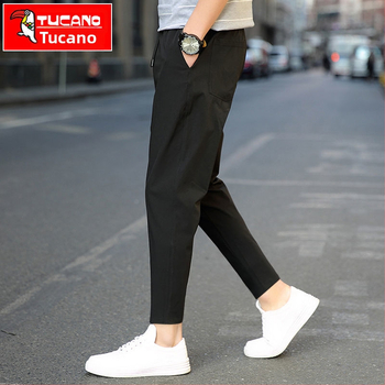 Harkály nadrág Férfi 2025 Új Nyári Vékony Ice Selyem Nadrág Divatos Férfi Rövidített Nadrág Hugh Q4X