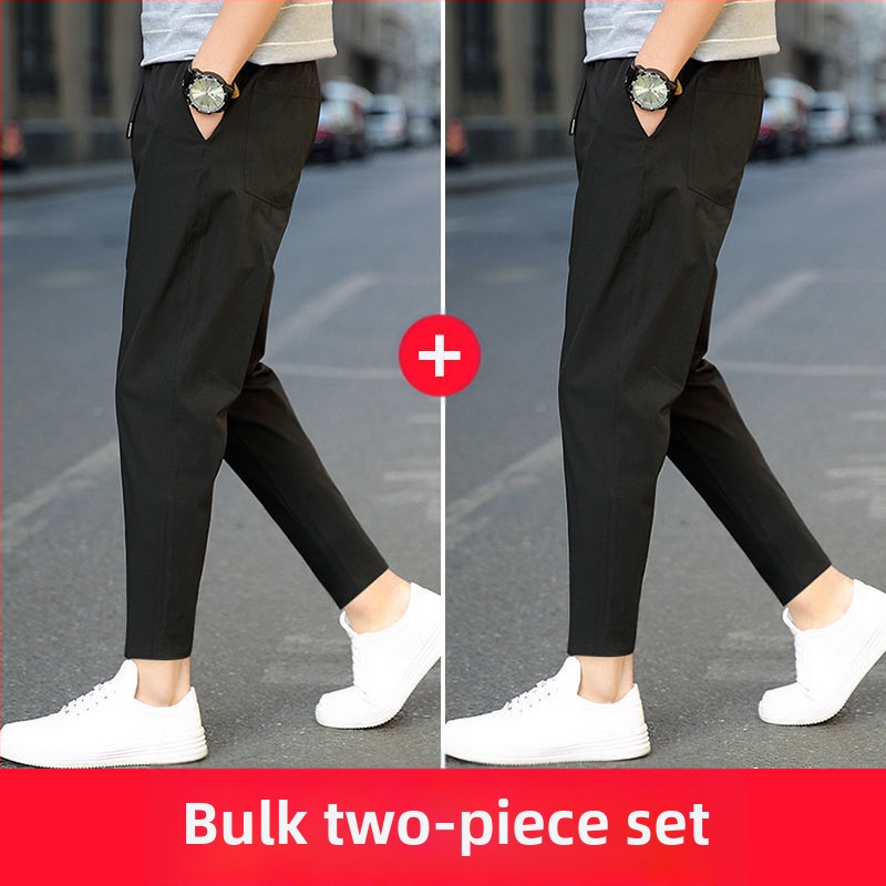 Harkály nadrág Férfi 2025 Új Nyári Vékony Ice Selyem Nadrág Divatos Férfi Rövidített Nadrág Hugh Q4X