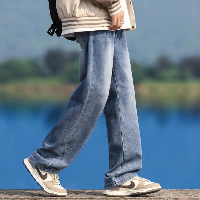 2025-ös téli vastagított farmernadrág, férfi őszi mosott robbanások, amerikai főutcai retró egyenes szabású nadrág, széles szárú nadrág