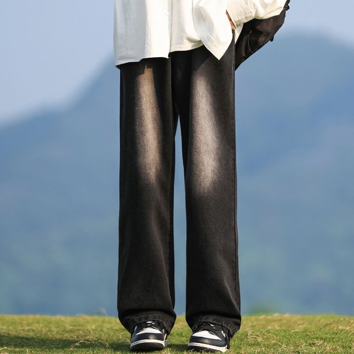 2025-ös téli vastagított farmernadrág, férfi őszi mosott robbanások, amerikai főutcai retró egyenes szabású nadrág, széles szárú nadrág