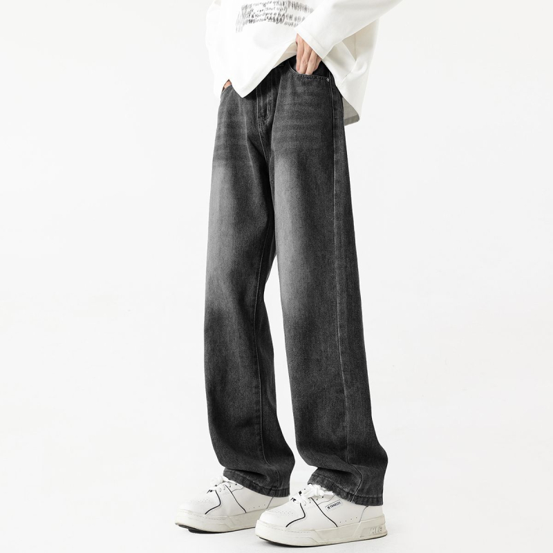 2025-ös téli vastagított farmernadrág, férfi őszi mosott robbanások, amerikai főutcai retró egyenes szabású nadrág, széles szárú nadrág