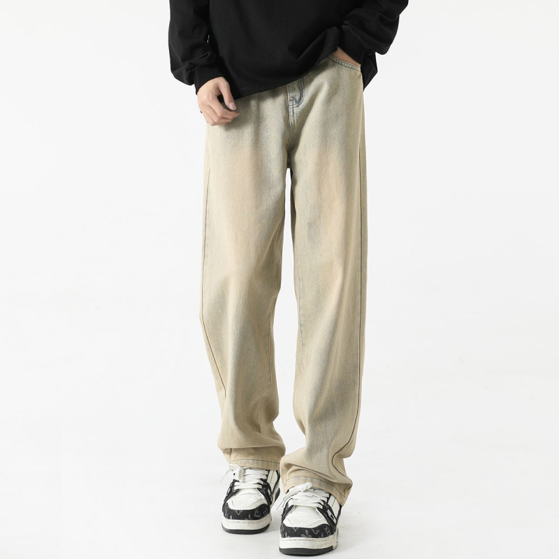 2025-ös téli vastagított farmernadrág, férfi őszi mosott robbanások, amerikai főutcai retró egyenes szabású nadrág, széles szárú nadrág