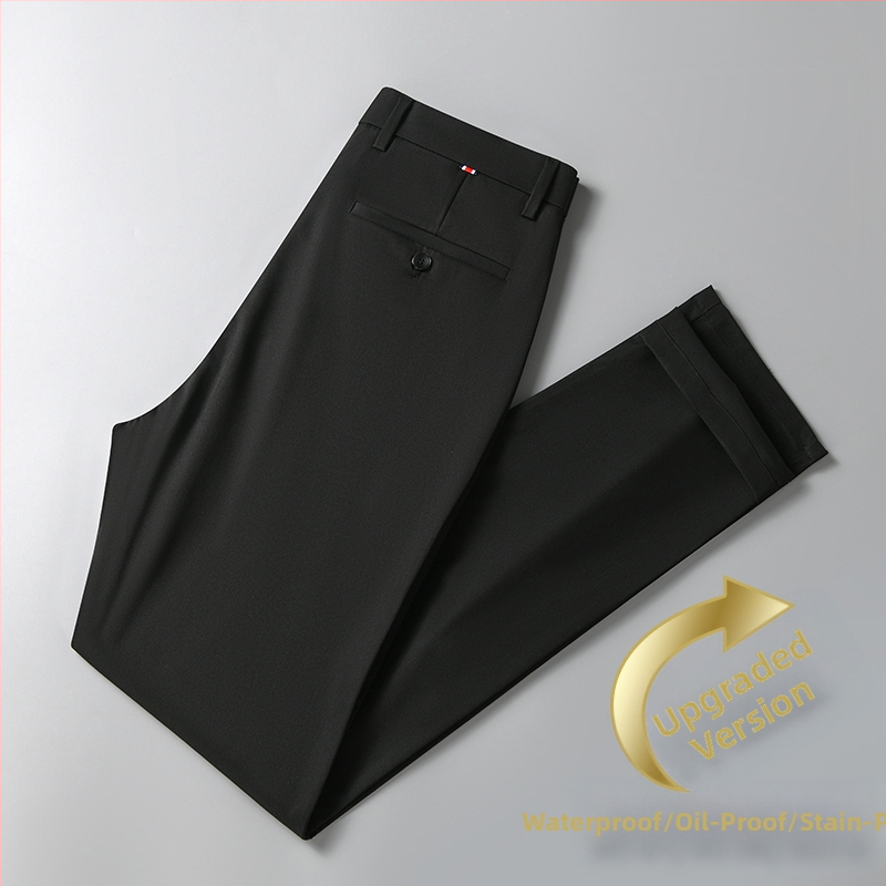 Pánske letné tenké nohavice z hodvábu Ice Silk, ležérne nohavice pre mužov, rovné, voľné, elastické, čierne, dlhé nohavice pre mužov