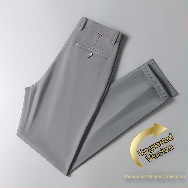 Pánske letné tenké nohavice z hodvábu Ice Silk, ležérne nohavice pre mužov, rovné, voľné, elastické, čierne, dlhé nohavice pre mužov