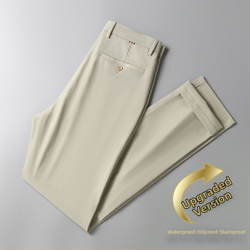 Pánske letné tenké nohavice z hodvábu Ice Silk, ležérne nohavice pre mužov, rovné, voľné, elastické, čierne, dlhé nohavice pre mužov