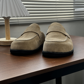 2025. gada jaunā stila anti-samta biezas zoles purngala pusčības vīriešu virsējās čības slinki ikdienas apavi 55336-Z