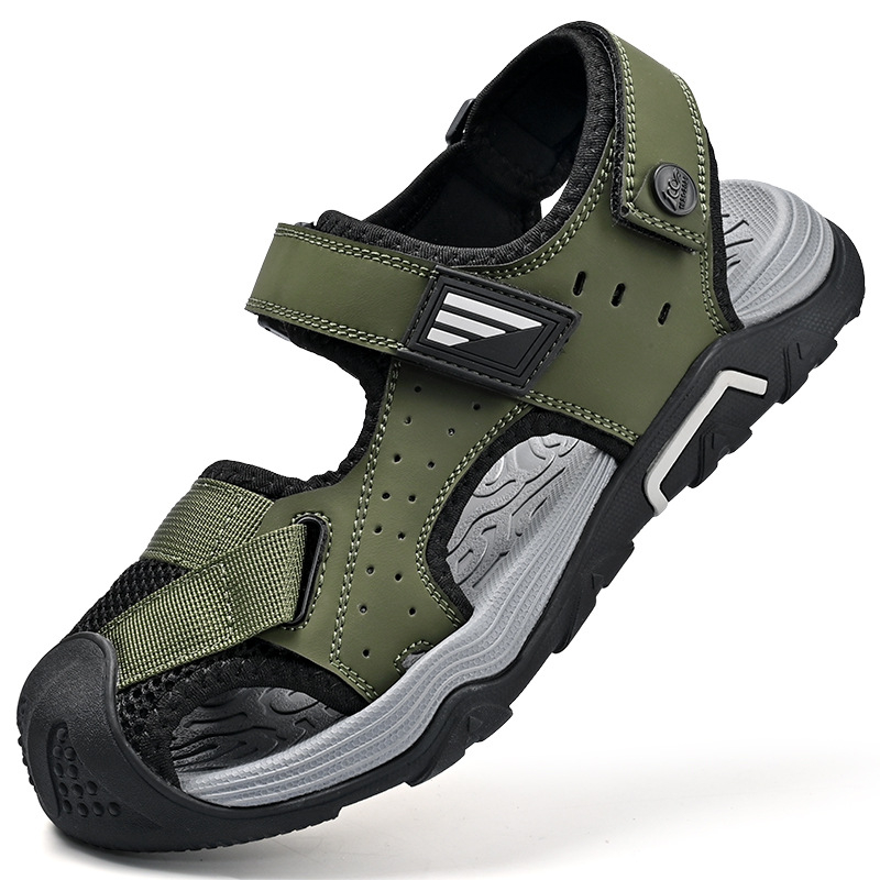 Férfi szandálok, lélegző, alkalmi, lábujj-lábujj cipők, nagy méretű, nyári, üreges, lélegző, félig csúszásmentes, alkalmi, lábujj-lábujjig érő strandcipők