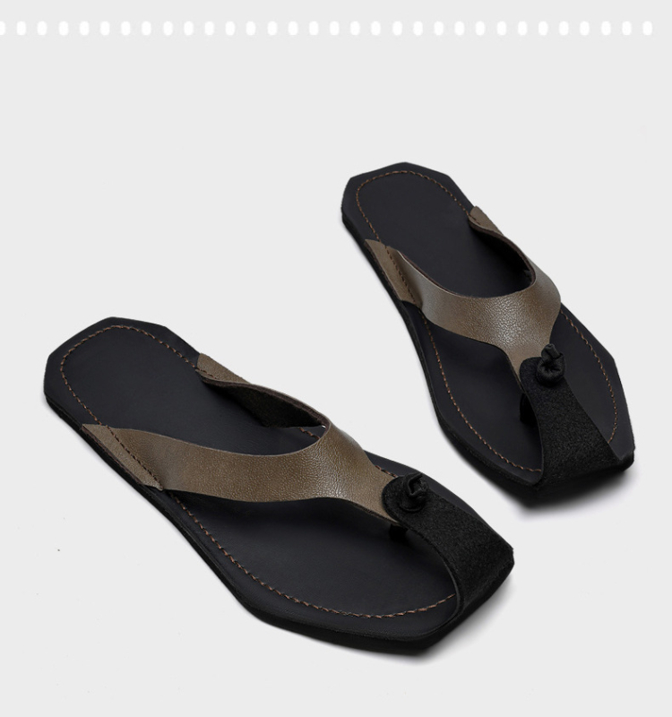 Cross-Border 2025 férfi cipők nyári szandálok és papucsok külső viseletre retro külkereskedelmi bőr cipők egyszerű felhajtható bőr papucsok