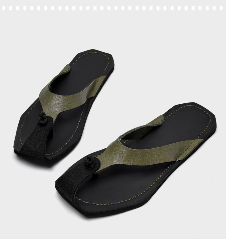 Cross-Border 2025 férfi cipők nyári szandálok és papucsok külső viseletre retro külkereskedelmi bőr cipők egyszerű felhajtható bőr papucsok