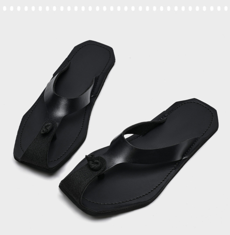 Cross-Border 2025 férfi cipők nyári szandálok és papucsok külső viseletre retro külkereskedelmi bőr cipők egyszerű felhajtható bőr papucsok