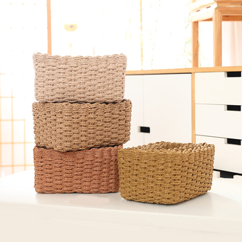 Gyári raktáron kézzel készített szalmatároló befejező kosár otthon hálószoba nappali piszkos asztali papírkötél vegyes keret négy darabos szett
