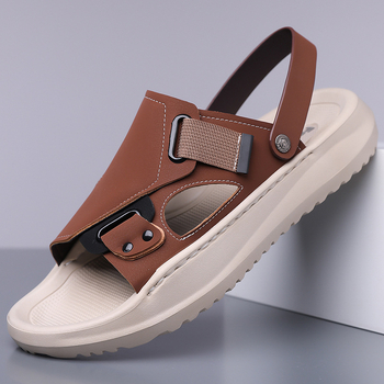 Papuci de dimensiuni mari en-gros 2025 vara nouă sandale bărbați cu talpă groasă pantofi casual de plajă bărbați îmbrăcăminte exterioară sandale și papuci cu dublă utilizare