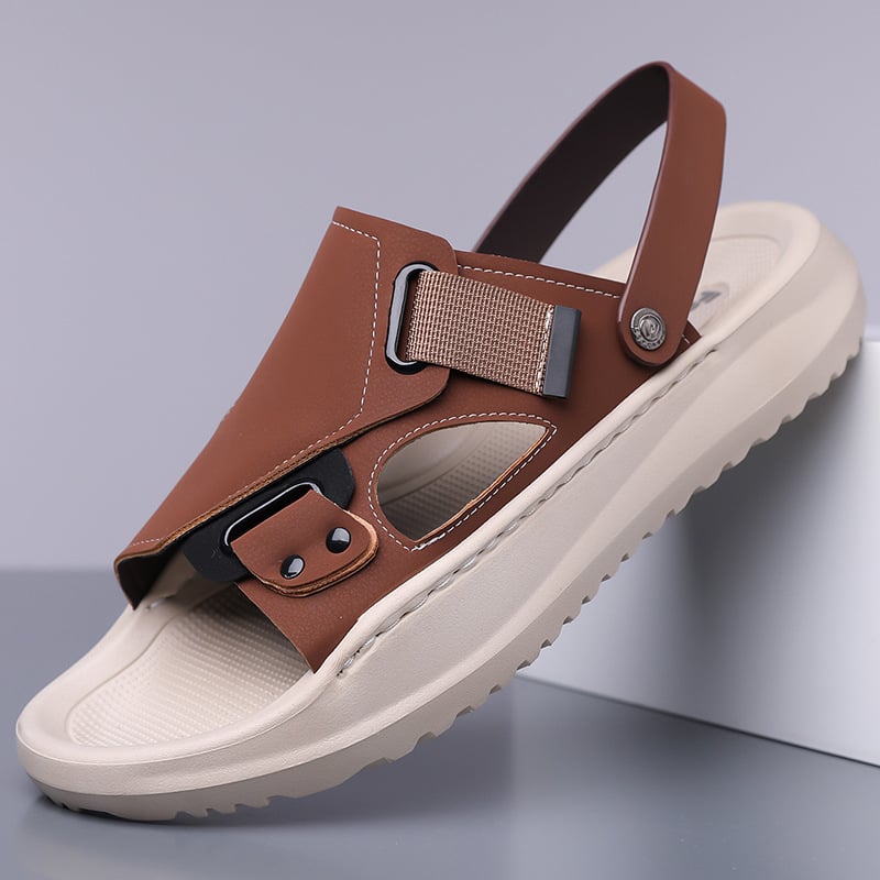 Papuci de dimensiuni mari en-gros 2025 vara nouă sandale bărbați cu talpă groasă pantofi casual de plajă bărbați îmbrăcăminte exterioară sandale și papuci cu dublă utilizare