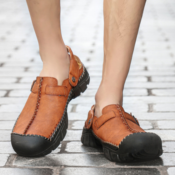 Σανδάλια Escape Leopard 2024 Άνοιξη/Καλοκαίρι Baotou Αναπνέοντα 48 plus size Χειροποίητα Casual Ανδρικά Παπούτσια Χοντρή Σόλα Ελαφριά Αντιολισθητικά