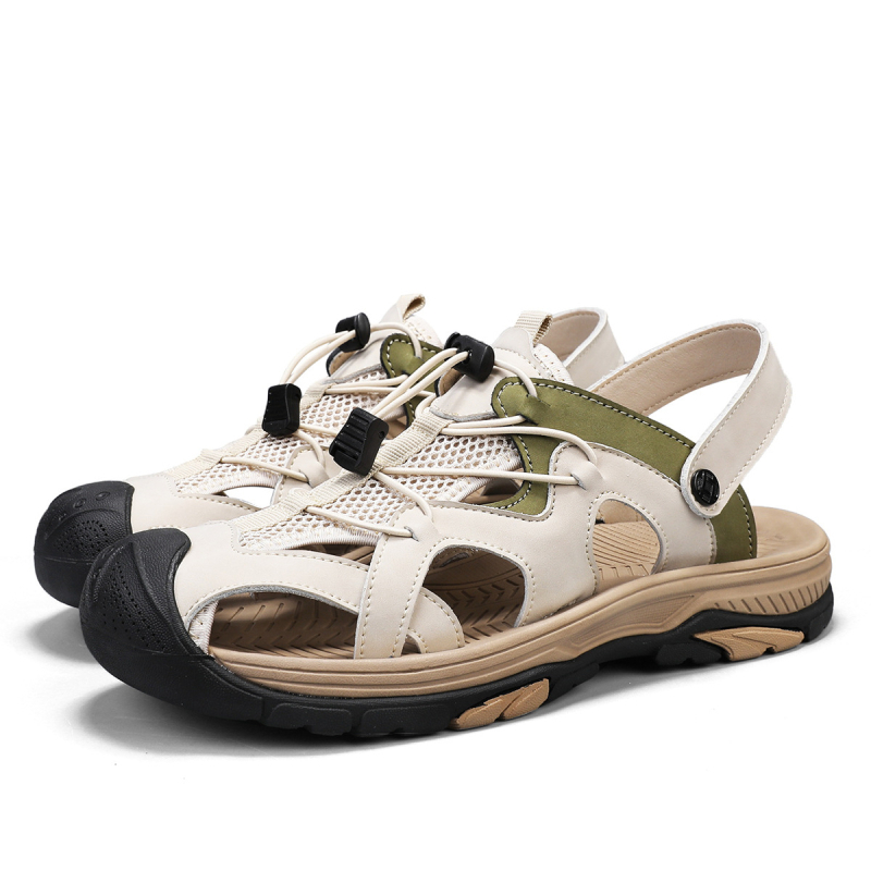 Strandcipők 2025 Tavaszi és nyári Új Férfi Bőr Kopásálló és Tartós Orrú Szandálok Kültéri Szandálok