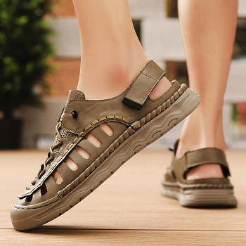 2025 Amazon határokon átnyúló plus size szandálok férfi vastag talpú nyári puha talpú strandcipők felsőruházat kettős célú szandálok kopásálló