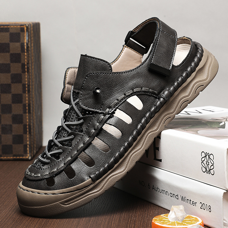 2025 Amazon határokon átnyúló plus size szandálok férfi vastag talpú nyári puha talpú strandcipők felsőruházat kettős célú szandálok kopásálló