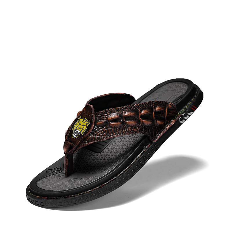 Escape Leopard 2024 nyári csatos papucsok, kültéri, lélegző, gázlócipő, plus size marhabőrből, alkalmi, divatos férfi cipők