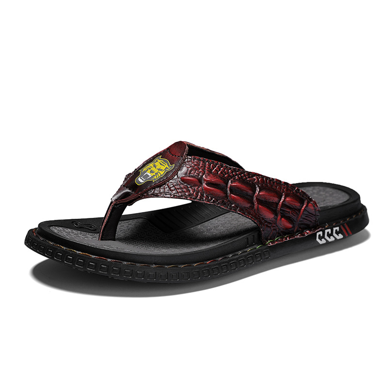 Escape Leopard 2024 nyári csatos papucsok, kültéri, lélegző, gázlócipő, plus size marhabőrből, alkalmi, divatos férfi cipők