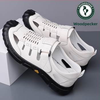 Σανδάλια Woodpecker Ανδρικά Καλοκαιρινά Νέα Γνήσια Δερμάτινα Παπούτσια Hollow Hole Ανδρικά Δερμάτινα Παπούτσια για Υπαίθριες Δραστηριότητες με Μαλακή Σόλα Ανδρικά Παπούτσια